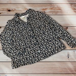 CJ BANKS geometric print cotton button jacket 1X